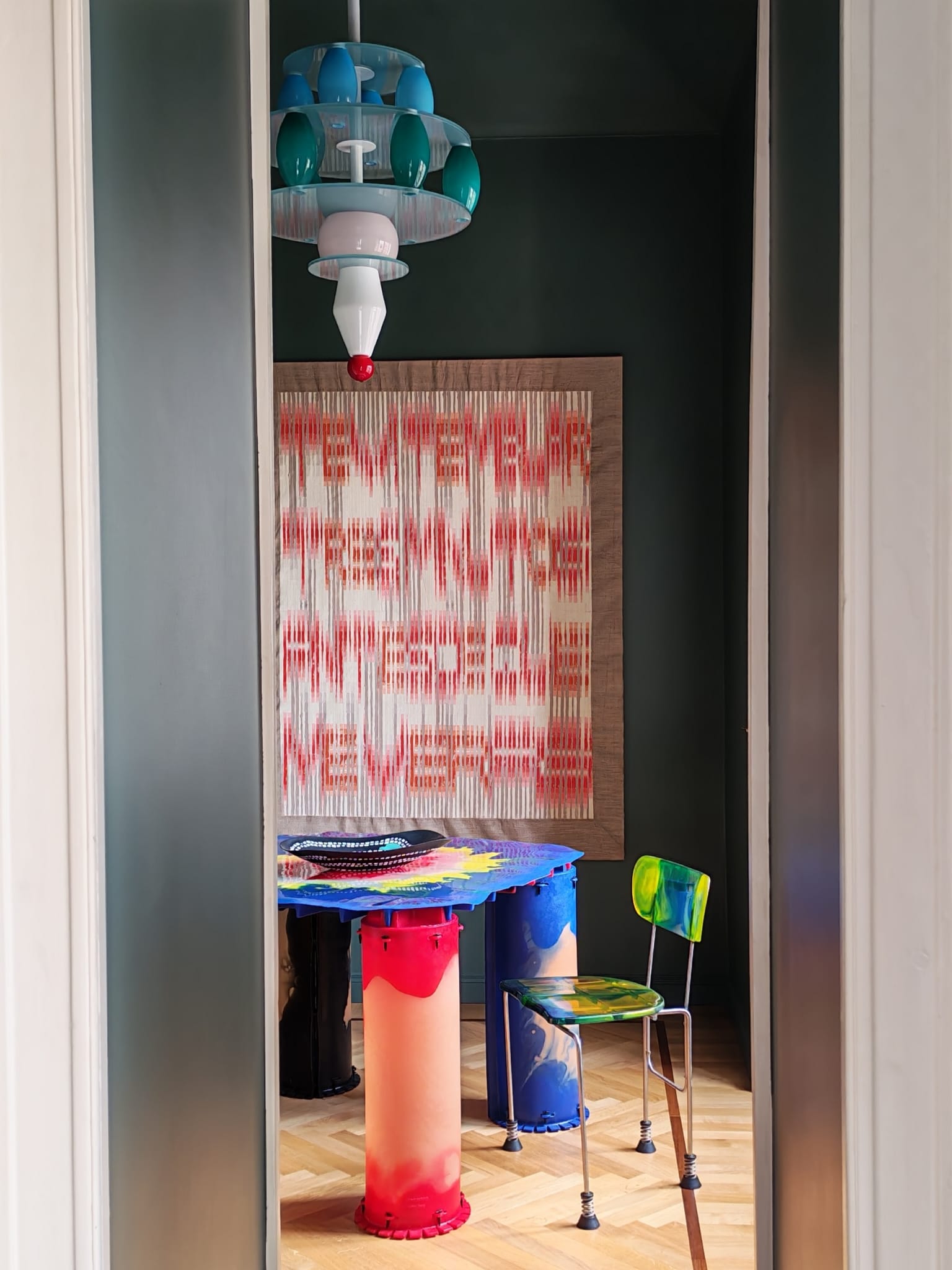 Polychrome table and tapestry